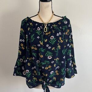 Counterparts dark blue Floral off shoulder  Blouse